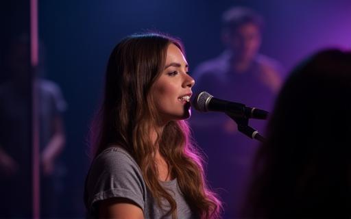Singer performing during a pop masterclass