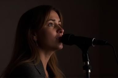 Singer practicing intently for an audition